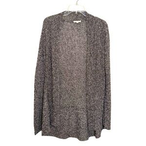 Eileen Fisher‎ Tan & Black Marled Linen Open Front Cardigan Size Large Lagenlook